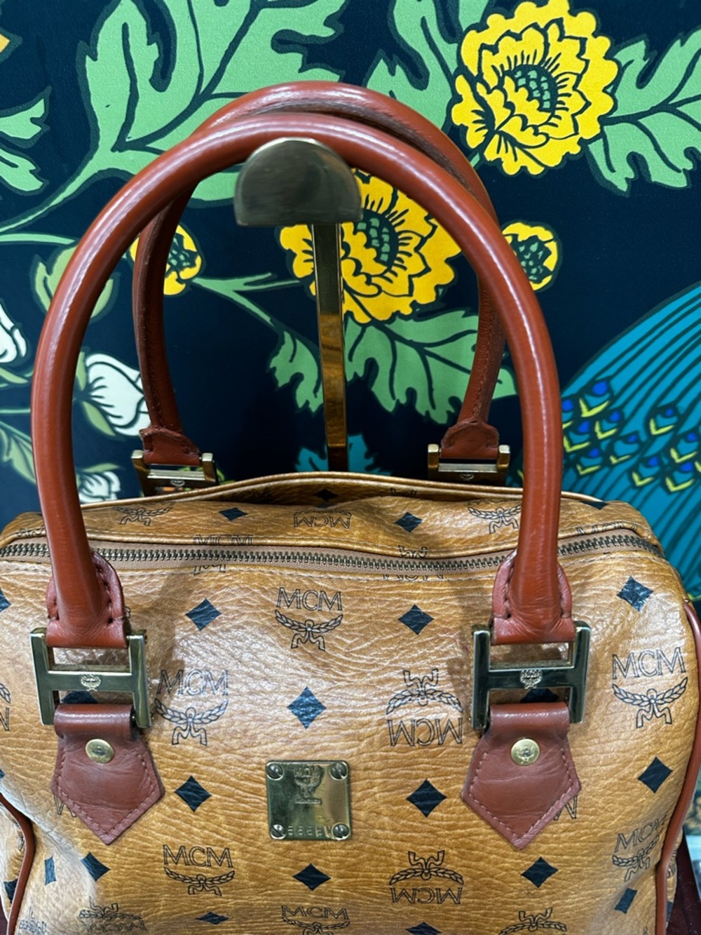 Vintage MCM München Boston Bag Cognac Visetos Satchel German Era Top Handle - Picture 9 of 14